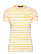 Striped Stretch Cotton Crewneck Tee Yellow Lauren Ralph Lauren