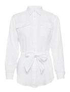 Relaxed Fit Belted Linen Shirt White Lauren Ralph Lauren