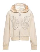 Velour Hoodie With Rhinest S Cream Lindex