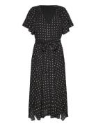 Geo-Print Crepe Flutter-Sleeve Dress Black Lauren Ralph Lauren