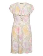 Floral Bubble Crepe Tie-Neck Dress Pink Lauren Ralph Lauren