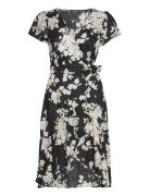 Floral Linen Flutter-Sleeve Wrap Dress Black Lauren Ralph Lauren