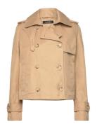 Short Double-Breasted Twill Trench Coat Beige Lauren Ralph Lauren