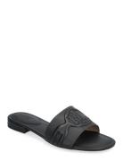 Alegra Iii Leather Slide Sandal Black Lauren Ralph Lauren