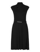 Belted Interlock Tie-Neck Dress Black Lauren Ralph Lauren