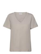 Liquid Touch V Neck Tee Ss Beige Calvin Klein