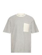 Over D Striped Rough Pique S/S White Lindbergh