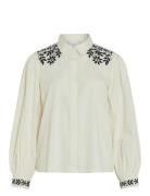 Vicaria L/S Embroidery Shirt/R White Vila