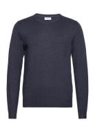 Melange Round Neck Knit Navy Lindbergh