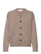 V-Neck Wide Cardigan Beige Davida Cashmere