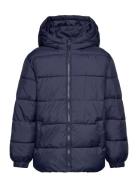 Hood Quilted Coat Navy Mango