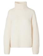 Slfgabella Ls Knit High-Neck Noos Cream Selected Femme