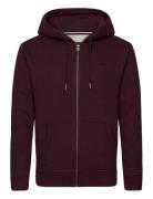 Essential Logo Zip Hoodie Burgundy Superdry