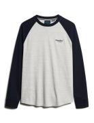 Essential Logo Baseball Ls Top Grey Superdry