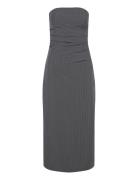 Strapless Pinstripe Dress Grey Mango