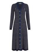 Textured V-Neck Swt Maxi Dress Navy Tommy Hilfiger