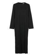 Objlisa Lo L/S Midi Dress Aop Div Black Object