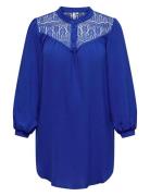 Carmette Life L/S Mix Lace Long Top Wvn Blue ONLY Carmakoma