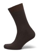 Erina Wool Rib Socks Brown Mp Denmark