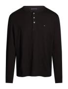 Slub Henley Ls Tee Black Tommy Hilfiger