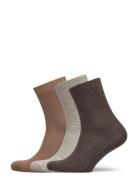 Fine Wool Rib Socks - 3-Pack Brown Mp Denmark