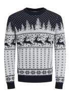 Jjxmas Gabriel Knit Crew Neck Navy Jack & J S