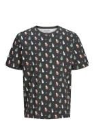 Jjxmas Merry Aop Tee Ss Crew Neck Black Jack & J S