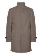 Recycled Wool Funnel Neck Coat Beige Lindbergh