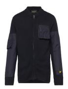 Tonal Nylon Trim Cardigan Navy Lyle & Scott