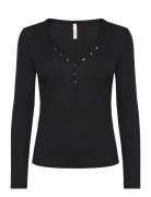 Top Ls Waffle Henley Black Hunkemöller