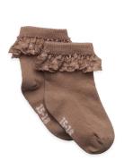 Ankle Sock W. Lace Brown Minymo