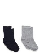 2 Pack Ribbed Socks Grey Mango