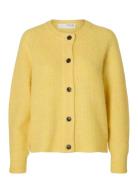 Slflulu Ls Knit Short Cardigan Noos Yellow Selected Femme