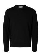 Slhtray Ls Knit Merino Crew Neck Noos Black Selected Homme