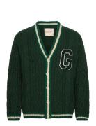 Seasonal G Cable V-Neck Cardigan Green GANT