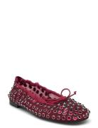 Studded Mesh Ballerina Shoes Red Mango