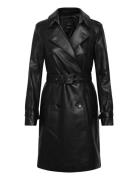 Leather-Effect Trench Coat Black Mango