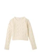 Cropped Cable Knit Cream Tom Tailor