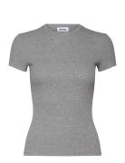 Close Fitted Rib T-Shirt Grey Weekday