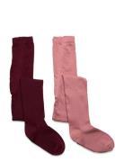 2-Pack Stockings W. Pattern Pink Minymo