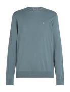 Cotton Silk Blend Cn Sweater Blue Calvin Klein