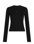 Woven Label Rib Ls Top Black Calvin Klein Jeans