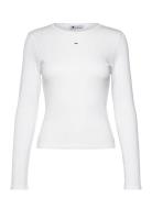 Tjw Slim Pointelle Rib Tee Ls White Tommy Jeans