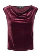 Asymmetric Velvet Top Burgundy Mango