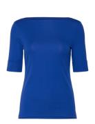 Stretch Cotton Boatneck Tee Blue Lauren Ralph Lauren