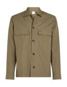 Cotton Blend Overshirt Khaki Calvin Klein