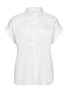 Relaxed Fit Linen Short-Sleeve Shirt White Lauren Women