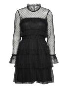 Rhoda Dotted Mesh L/S Dress Black Bubbleroom