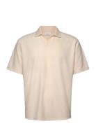 V-Neck Jacquard Polo S/S Cream Lindbergh