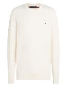 Classic Cotton Cable Crew Neck White Tommy Hilfiger